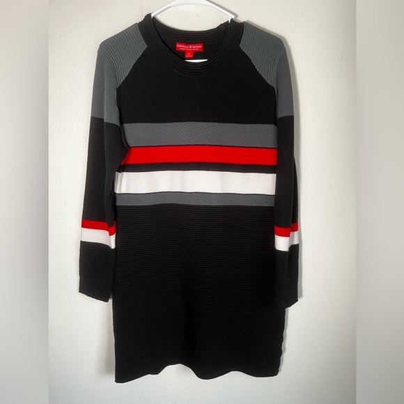 Krimson Klover Pearl Sweater Dress Ribbed Black Colorblock Women Size XL - Picture 2 of 6